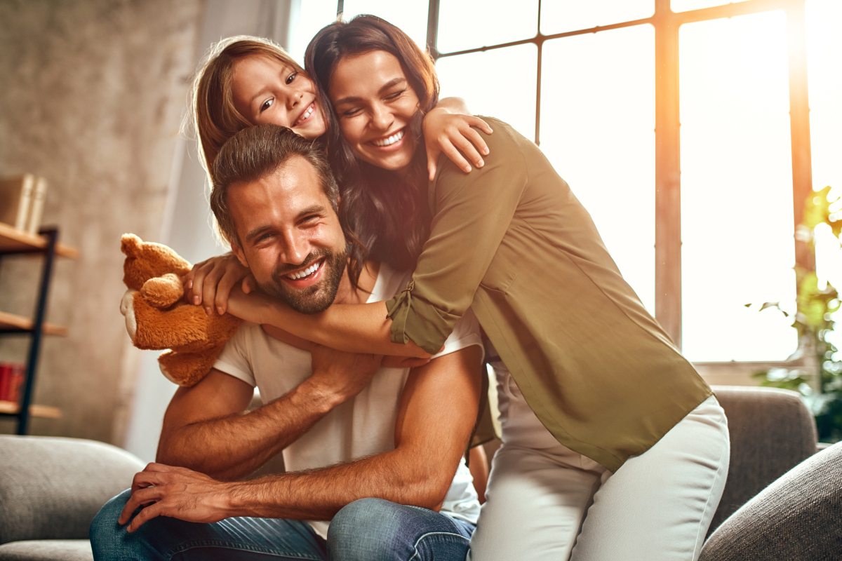 Family hugging